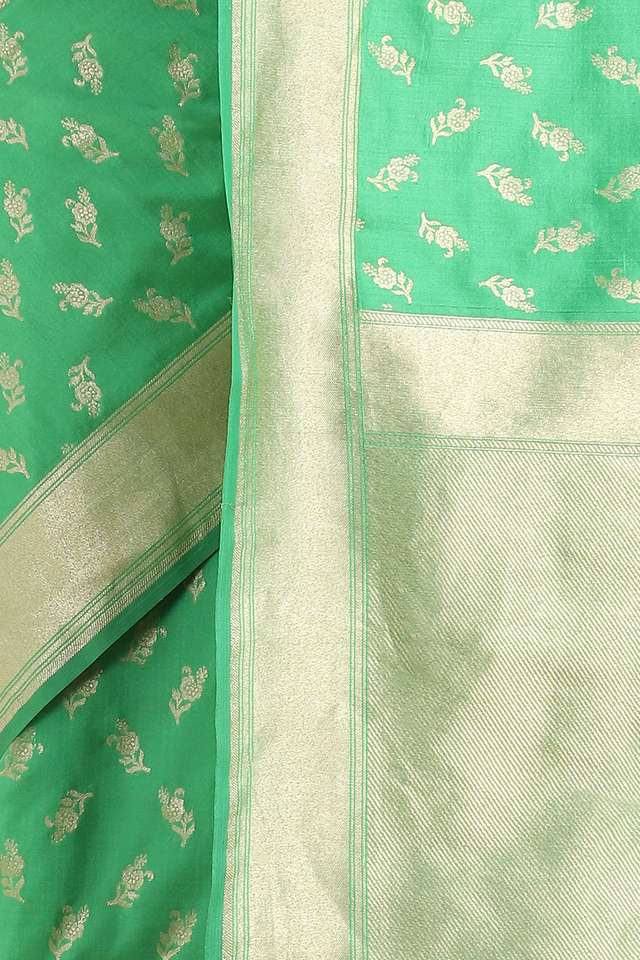 Light Green Pure Silk Banarasi Saree thumbnail image number null