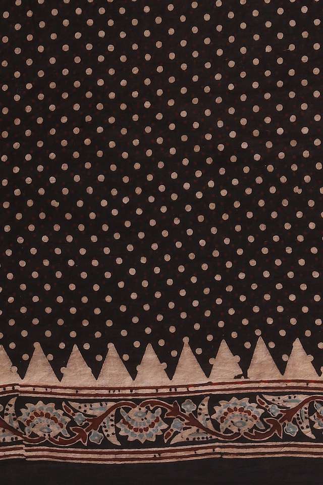 Black Pure Cotton Ajrakh Printed Saree thumbnail image number null