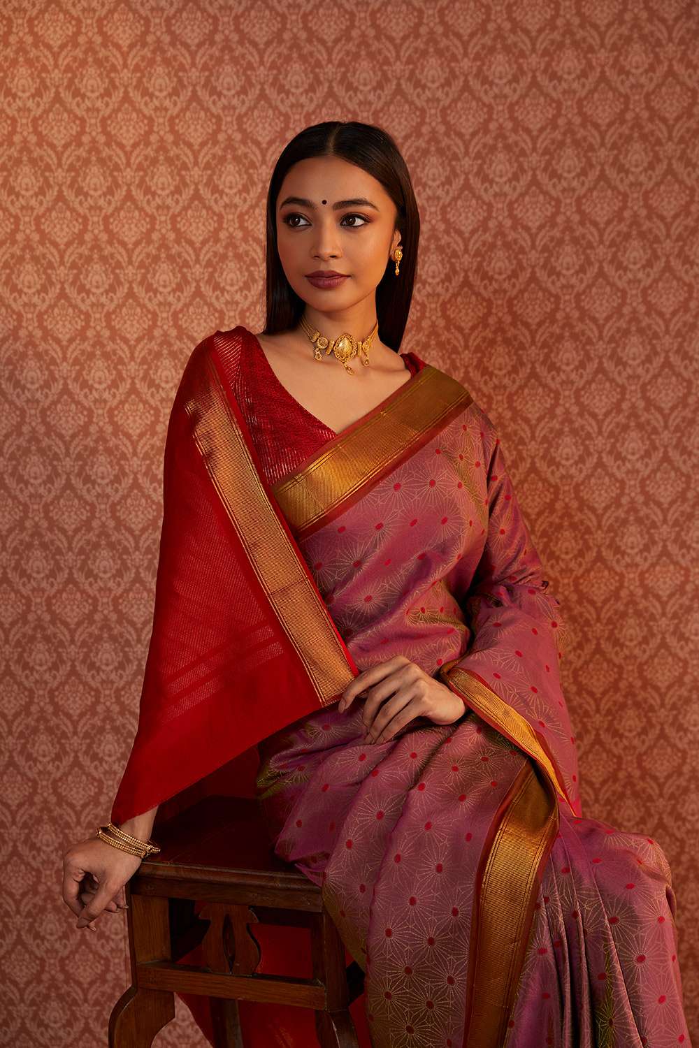 Purple Woven South Silk Tencel Saree image number null