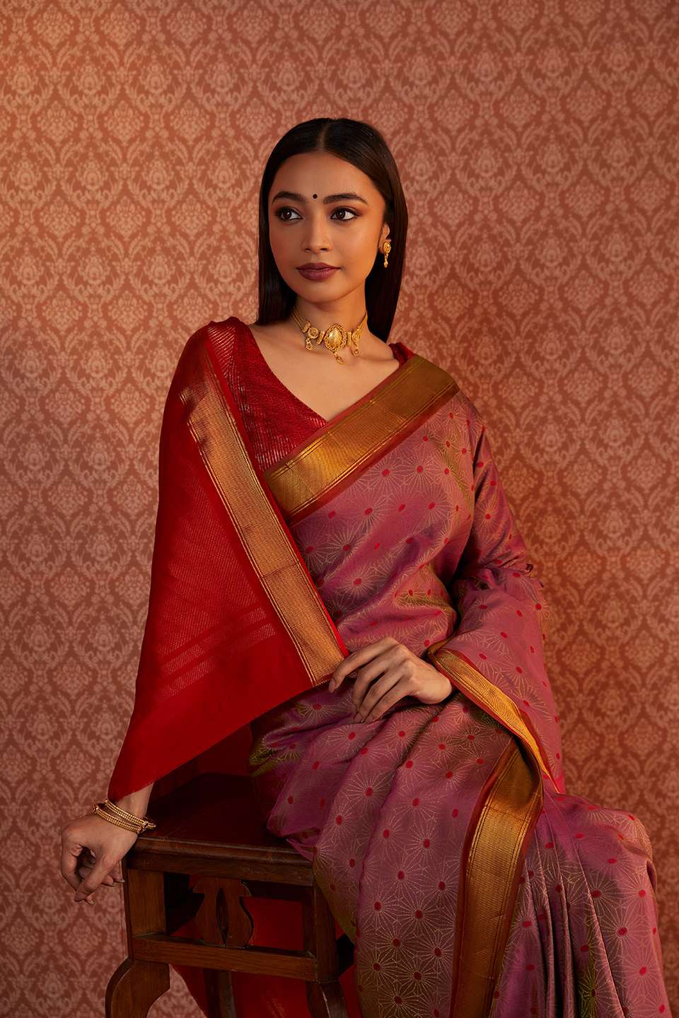 Purple Woven South Silk Tencel Saree