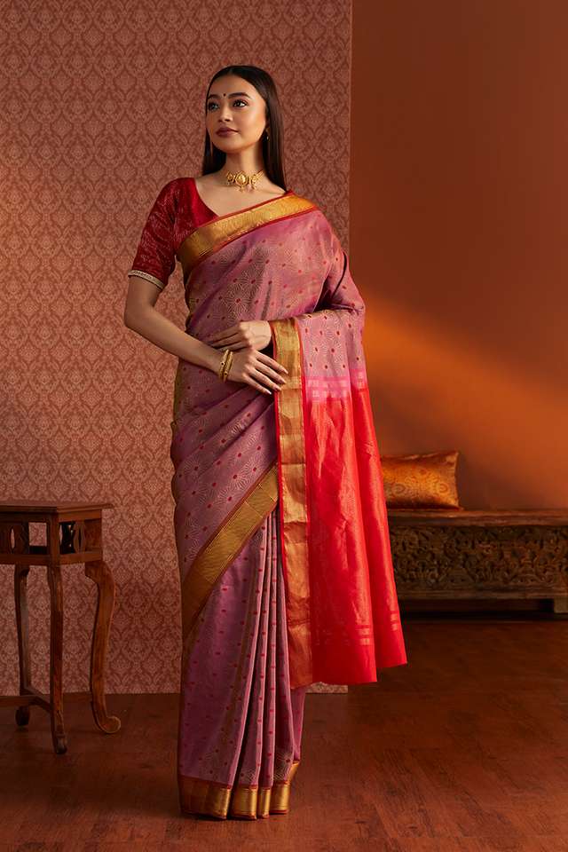 Purple Woven South Silk Tencel Saree thumbnail image number null