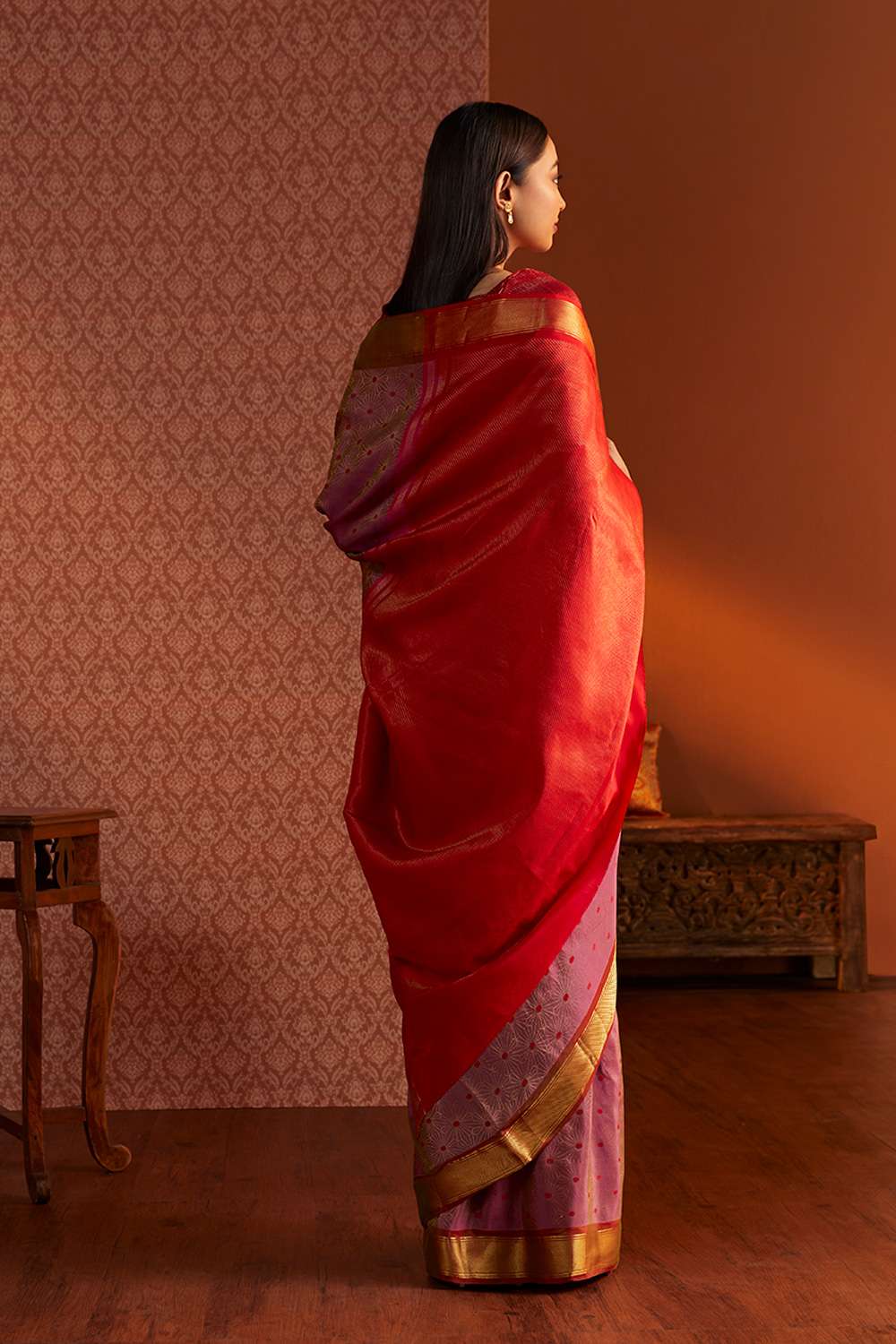 Purple Woven South Silk Tencel Saree image number null