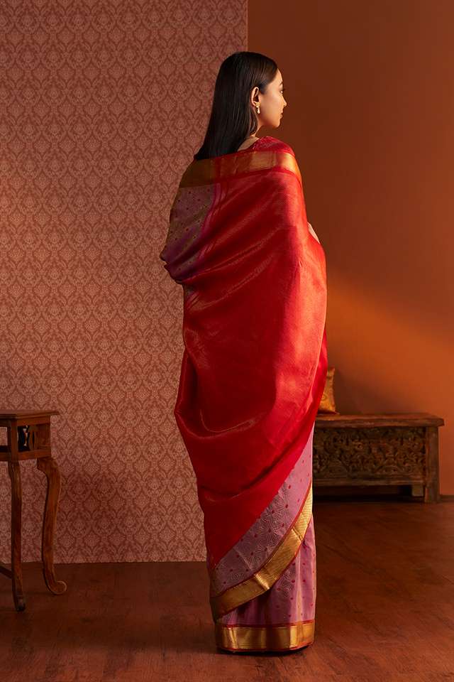 Purple Woven South Silk Tencel Saree thumbnail image number null