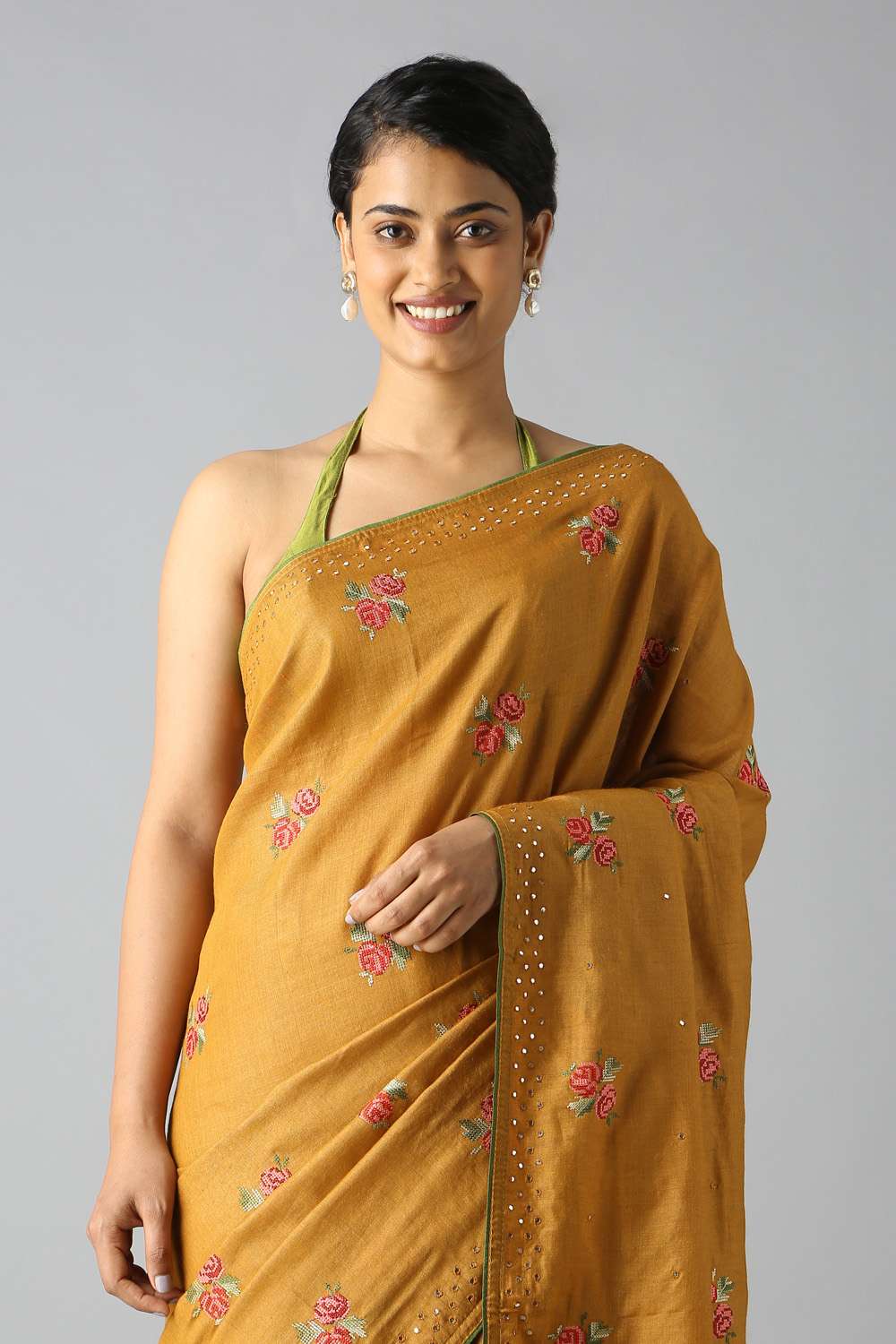 Yellow Pure Tussar Vanya Embroidered Saree image number null