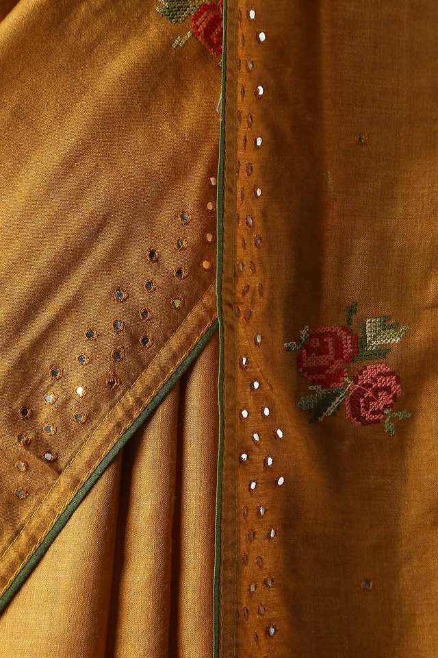 Yellow Pure Tussar Vanya Embroidered Saree thumbnail image number null