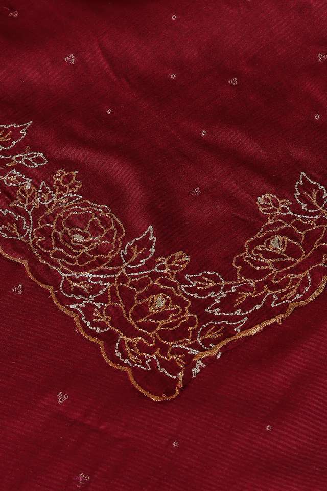 Maroon Pure Tussar Vanya Embroidered Saree thumbnail image number null