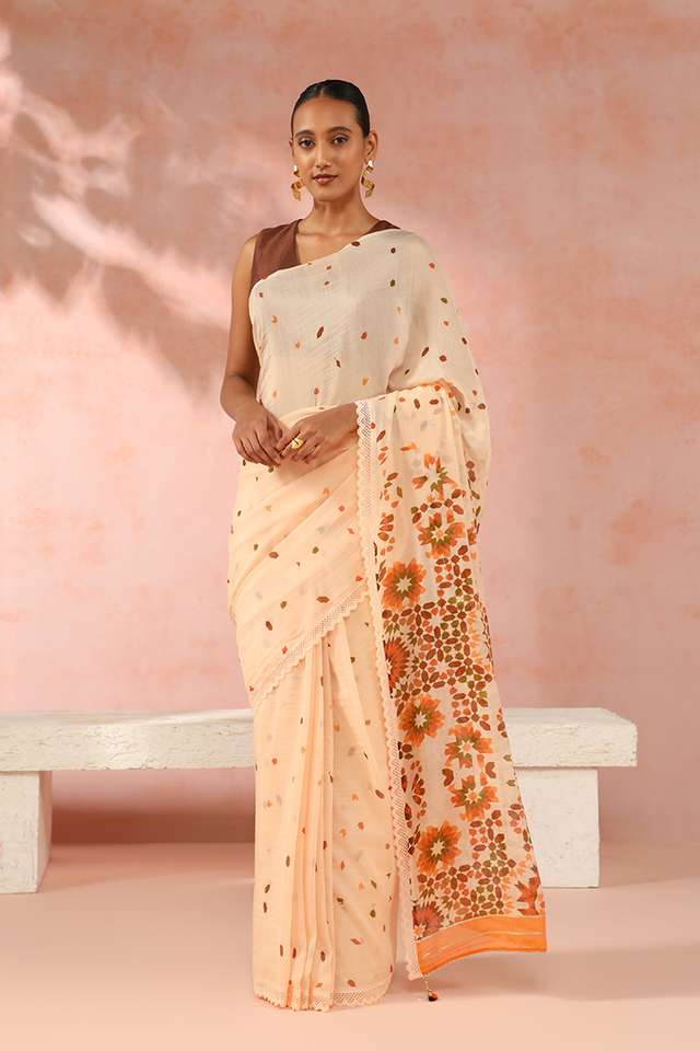 Cream Contemporary Pure Silk Cotton Digital Printed Saree thumbnail image number null