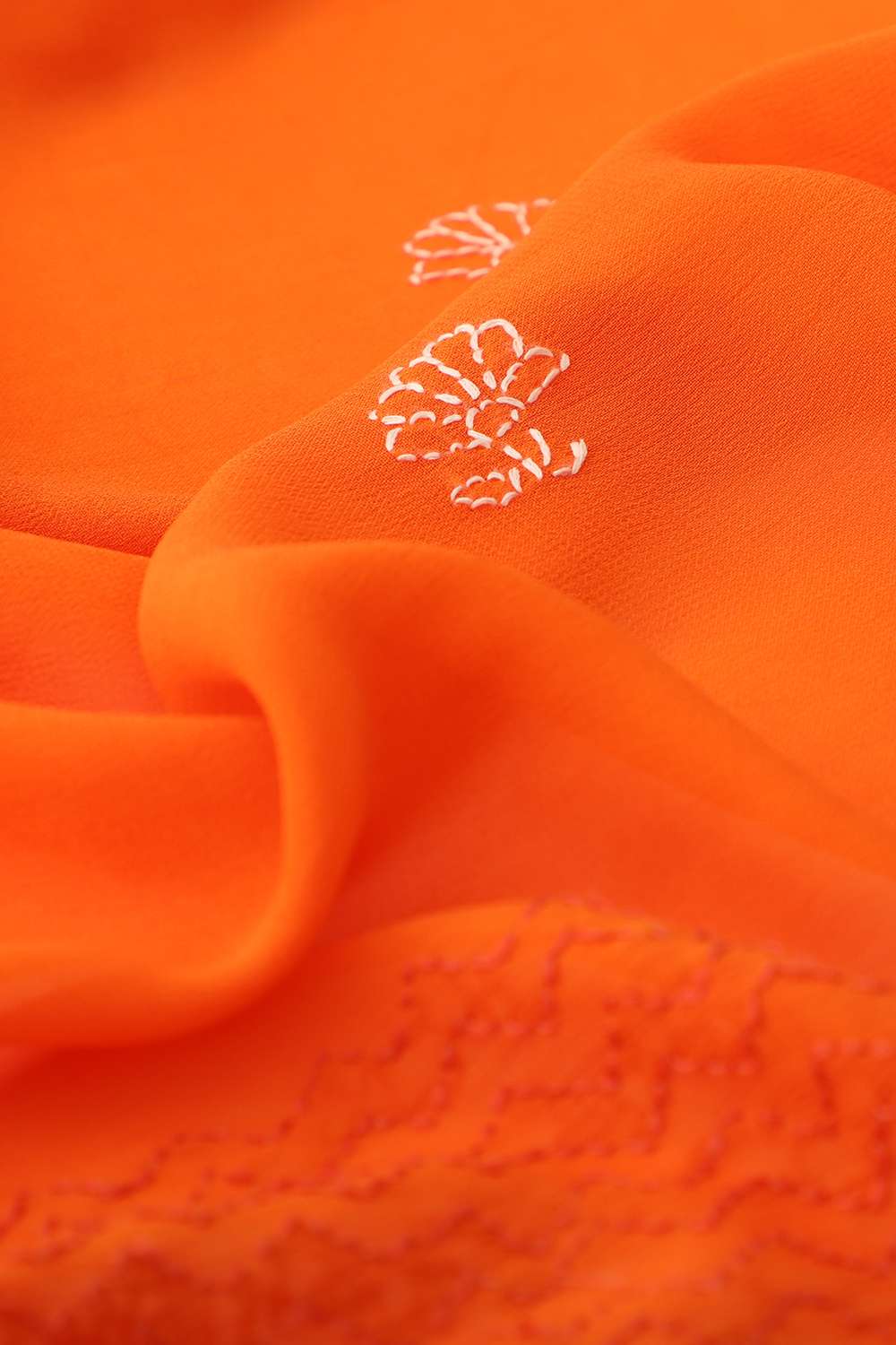 Orange Pure Silk Georgette Lucknow Chikankari Saree image number null