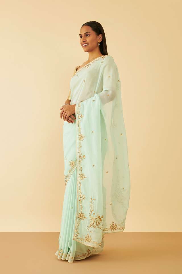 Light Green Rajasthan Viscose Organza Gota Patti Saree thumbnail image number null
