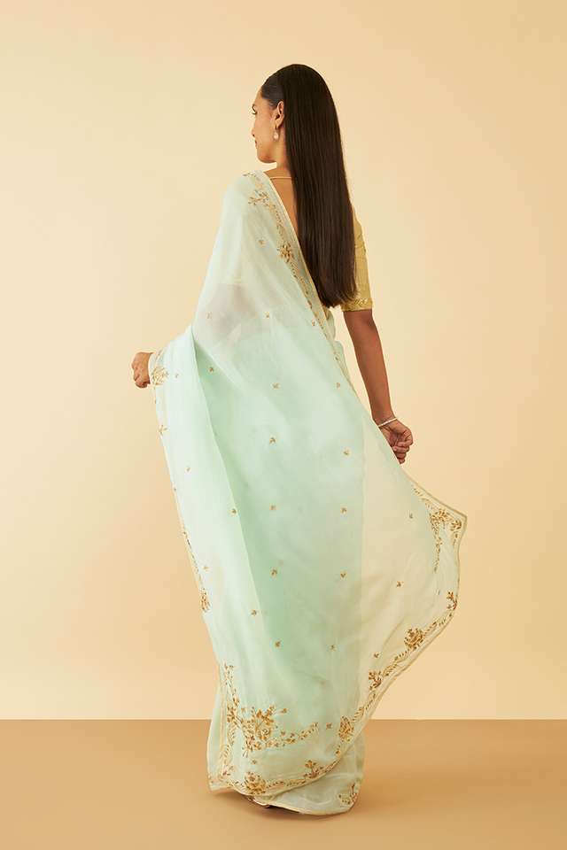 Light Green Rajasthan Viscose Organza Gota Patti Saree thumbnail image number null