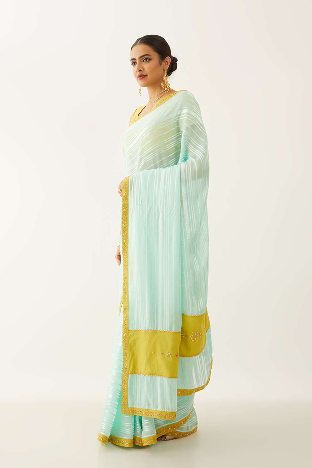 Light Blue Viscose Georgette Gota Patti Saree image number null