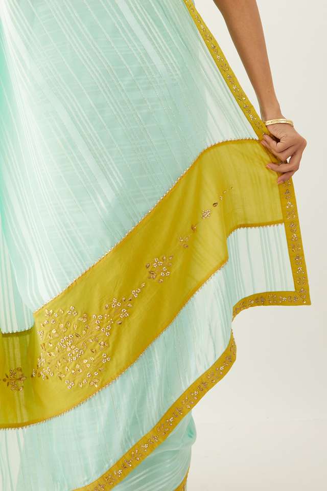 Light Blue Viscose Georgette Gota Patti Saree thumbnail image number null