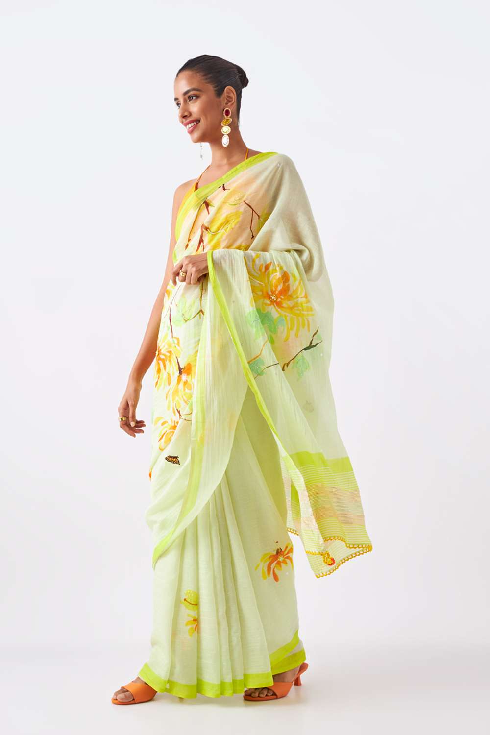 Light Green Pure Silk Cotton Digital Printed Saree image number null
