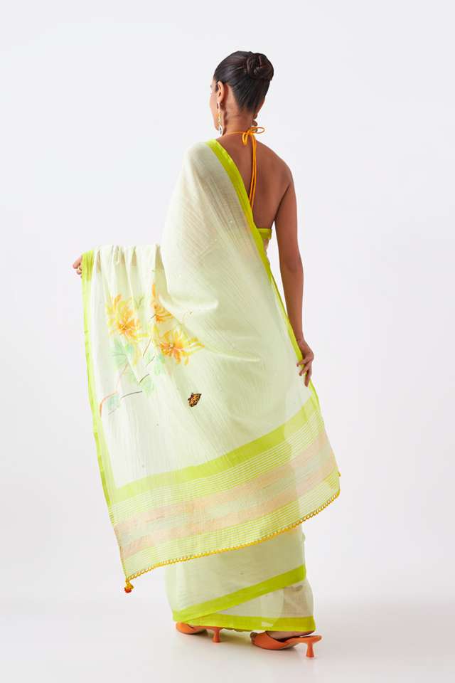 Light Green Pure Silk Cotton Digital Printed Saree thumbnail image number null