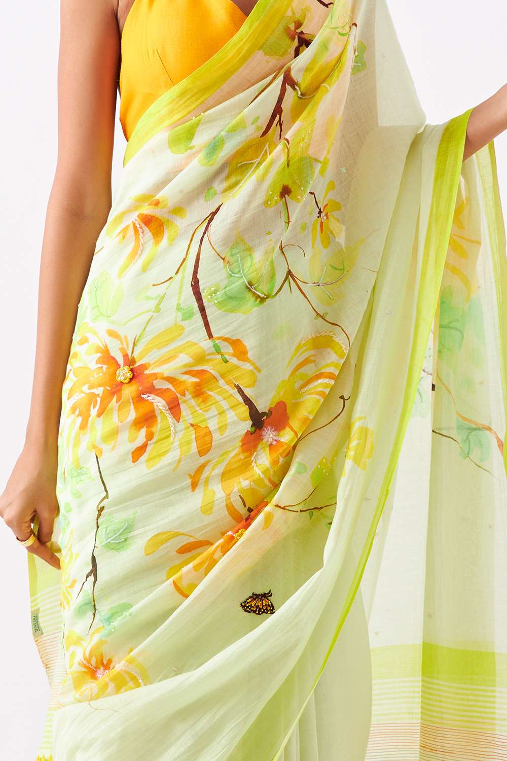 Light Green Pure Silk Cotton Digital Printed Saree image number null