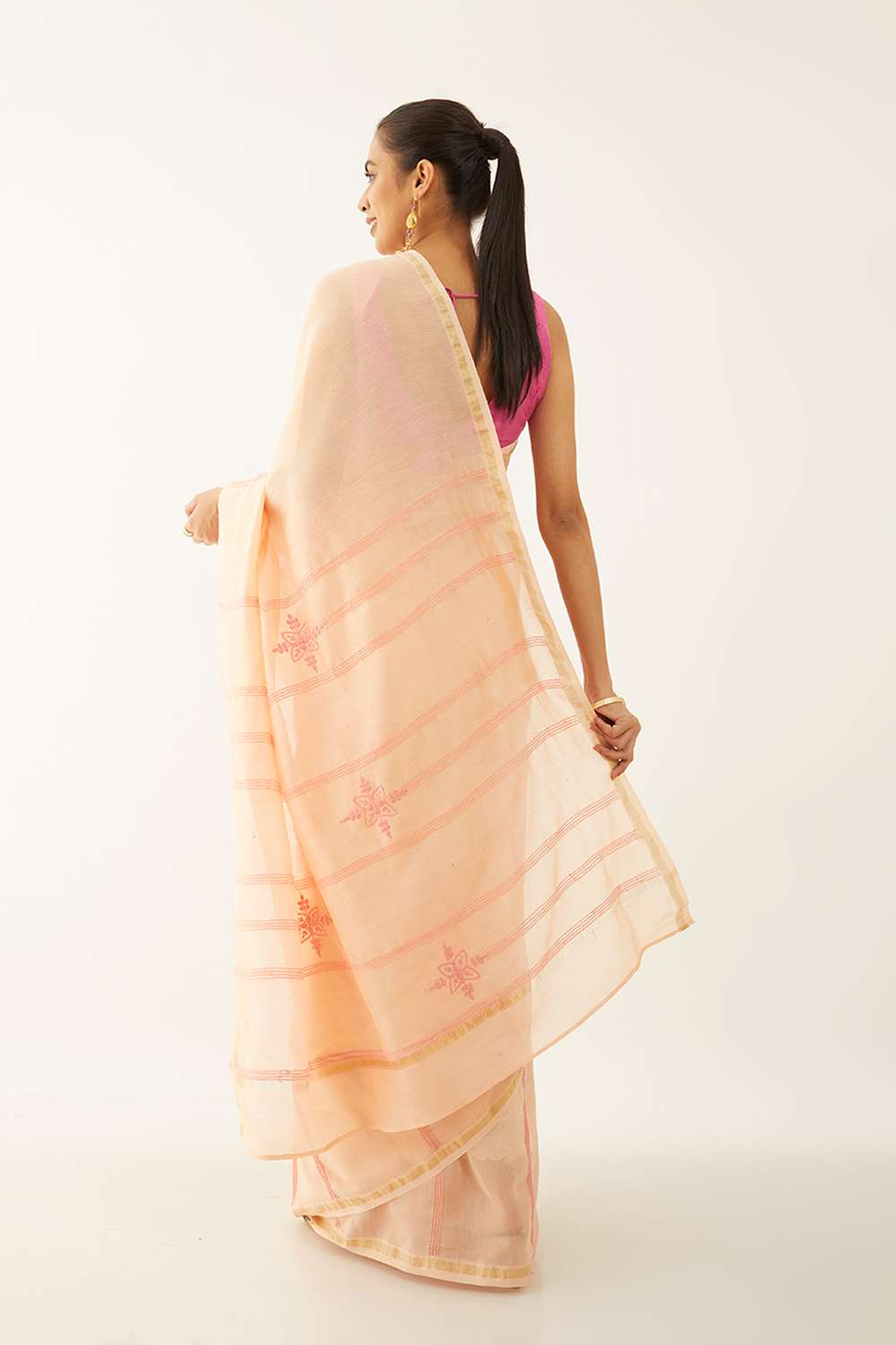 Orange Pure Silk Cotton Chikankari Embroidery Saree image number null