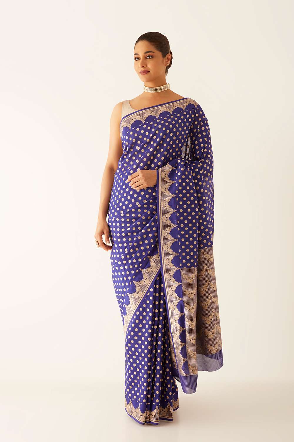 Dark Blue Viscose Georgette Banarasi Saree image number null