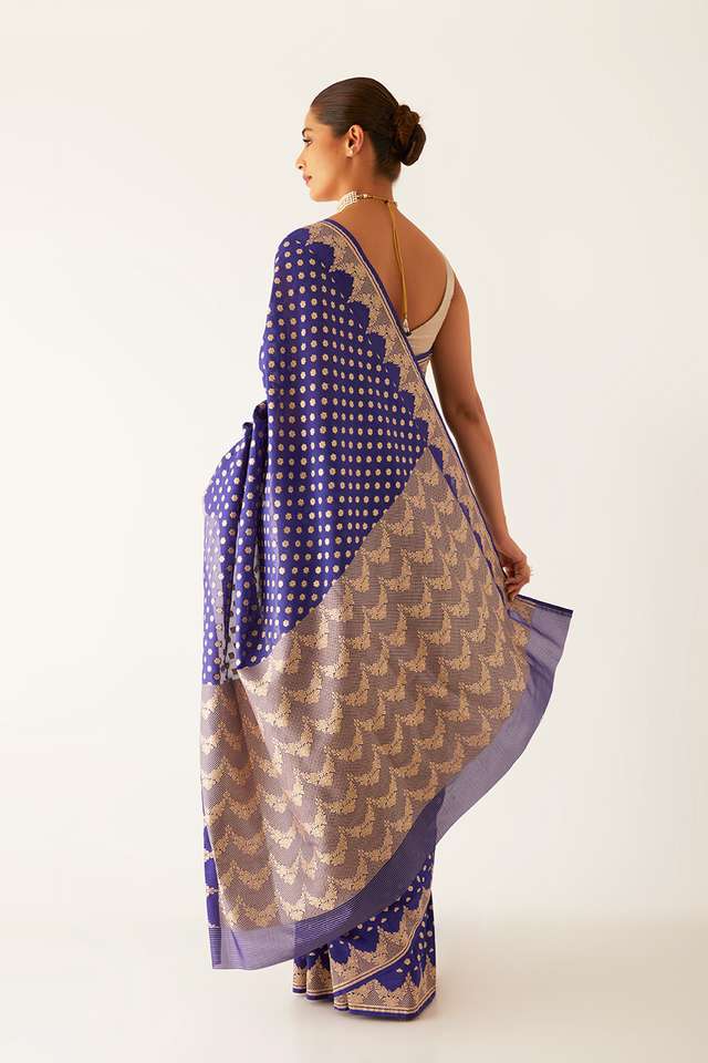 Dark Blue Viscose Georgette Banarasi Saree thumbnail image number null