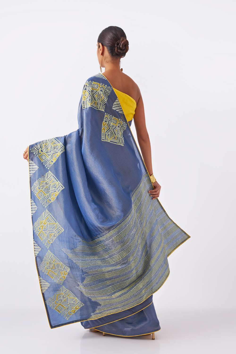 Blue Pure Organza Tissue Printed Saree image number null