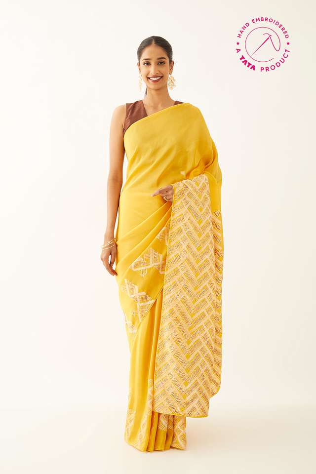 Orange Pure Organza Tissue Printed Saree thumbnail image number null