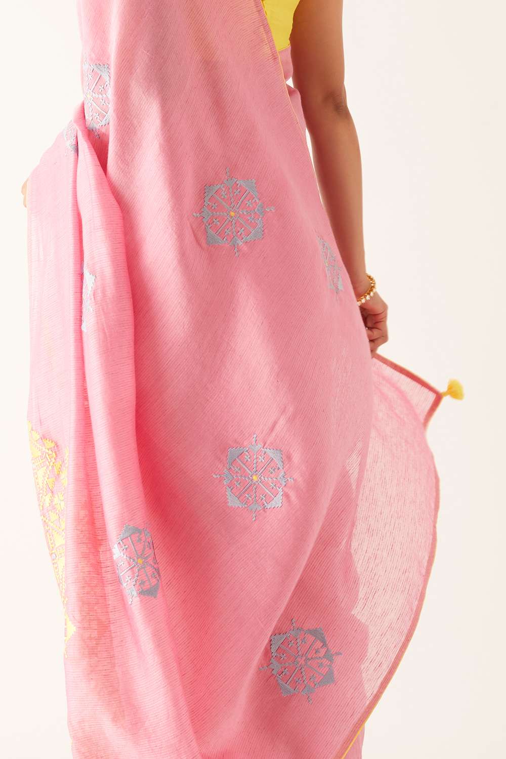 Light Pink Pure Silk Modal Embroidered Saree image number null