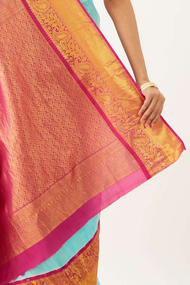 Light Blue Pure Silk Bandhani Saree thumbnail image number null