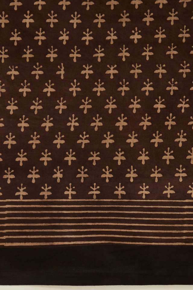 Maroon Pure Cotton Ajrakh Block Print Saree thumbnail image number null