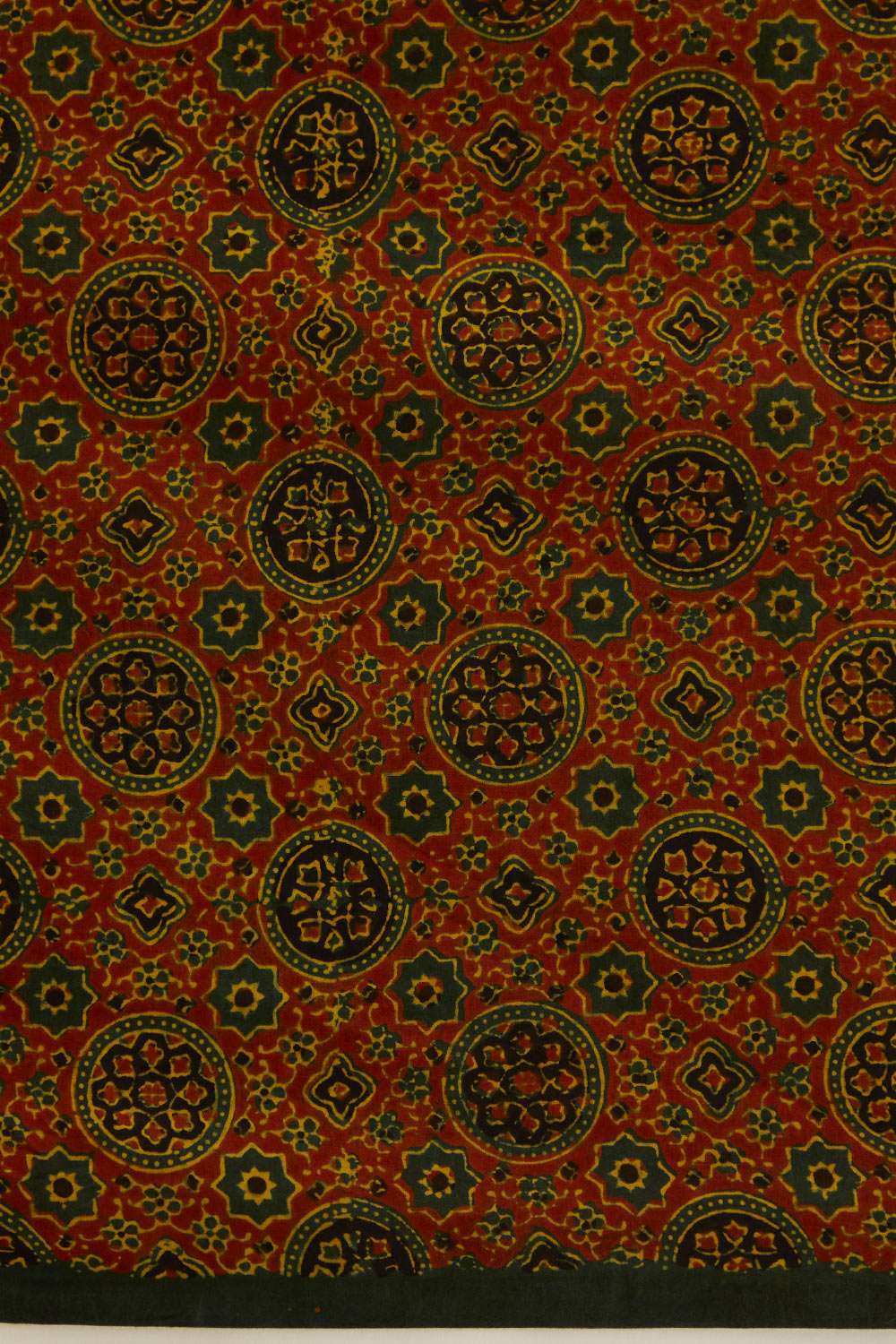 Green Pure Cotton Ajrakh Block Print Saree image number null
