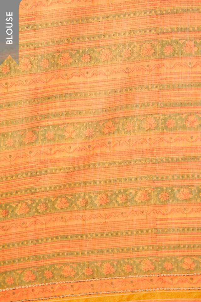 Orange Contemporary Pure Silk Cotton Printed Sanganeri Saree thumbnail image number null