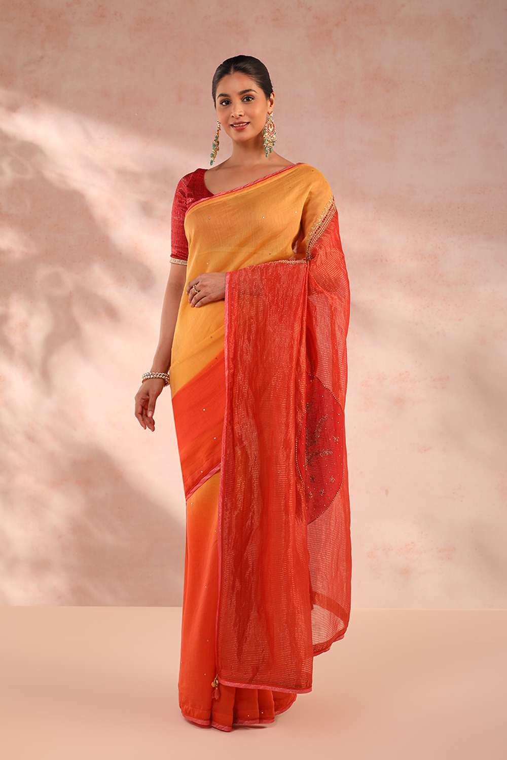 Multicoloured Pure Silk Cotton Embroidery Saree image number null