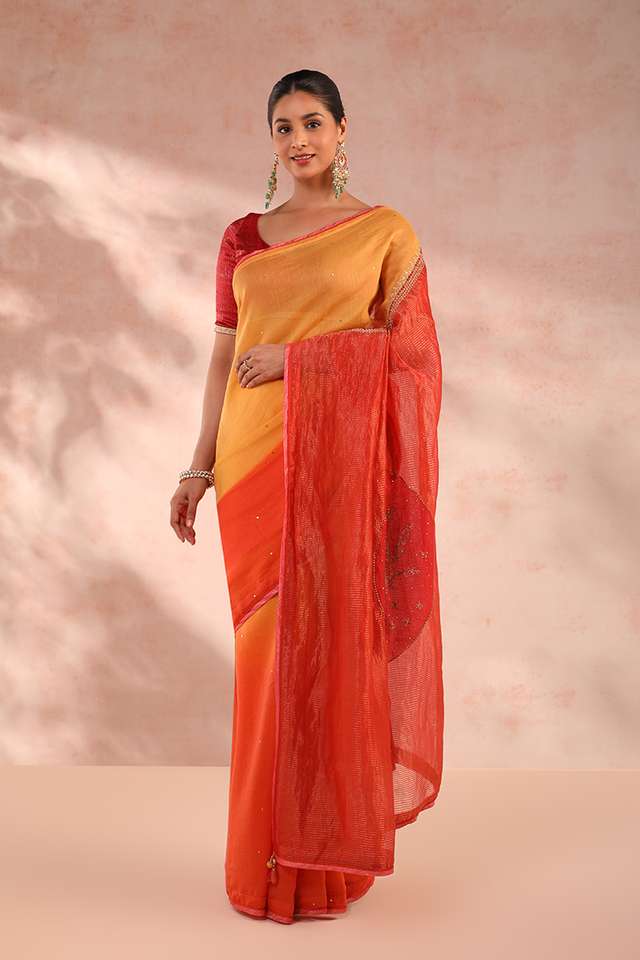 Multicoloured Pure Silk Cotton Embroidery Saree image number