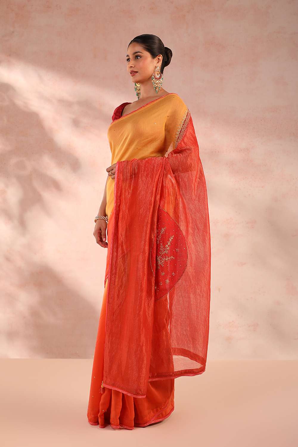 Multicoloured Pure Silk Cotton Embroidery Saree image number null