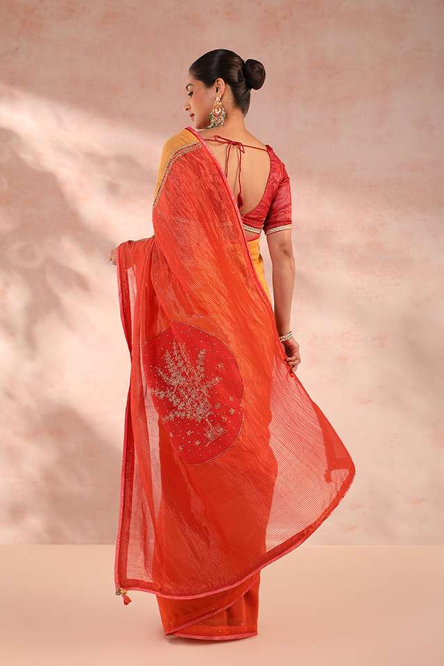 Multicoloured Pure Silk Cotton Embroidery Saree thumbnail image number null