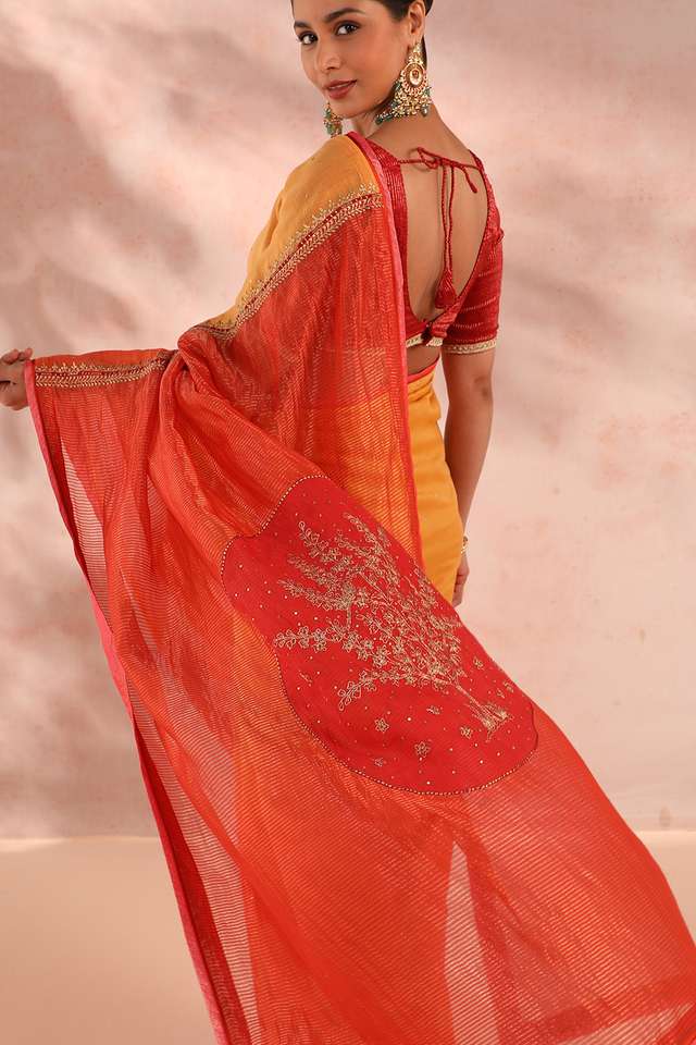Multicoloured Pure Silk Cotton Embroidery Saree thumbnail image number null
