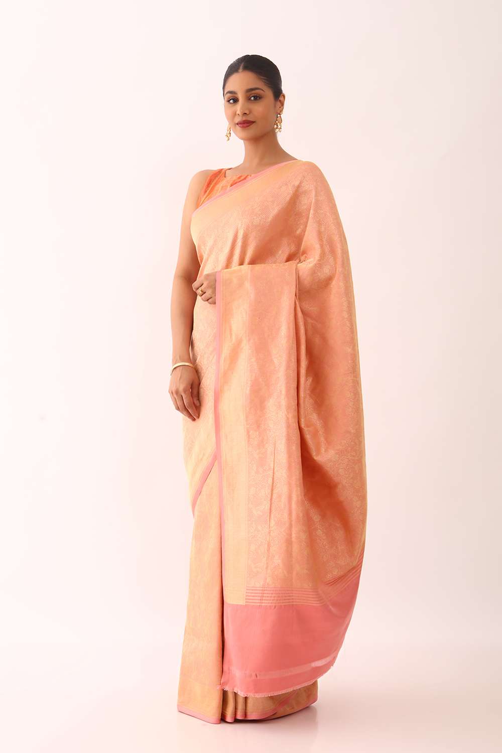 Peach Pure Silk Brocade Banarasi Saree image number null