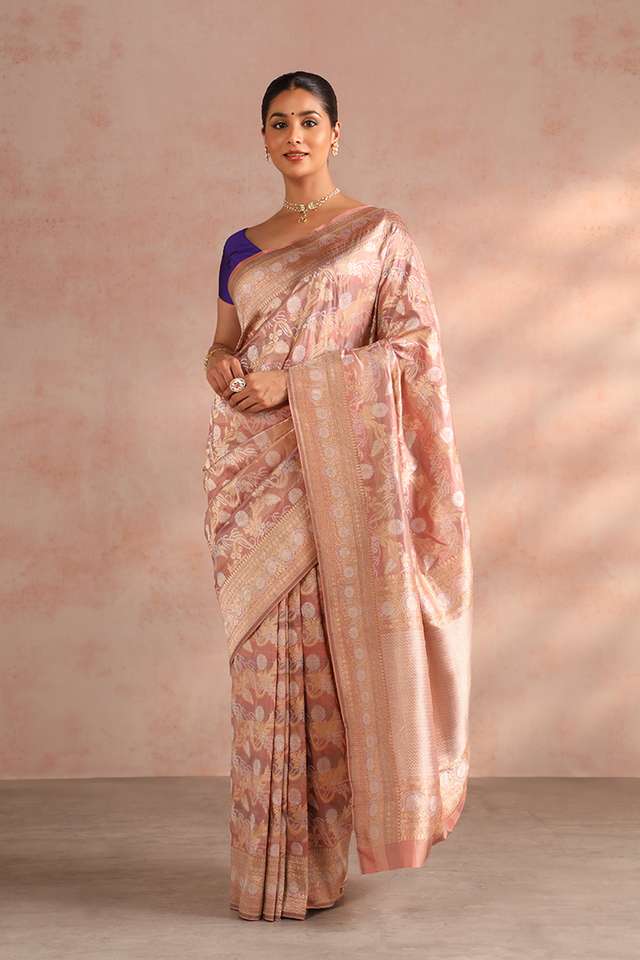 Pink Pure Silk Woven Banarasi Saree image number