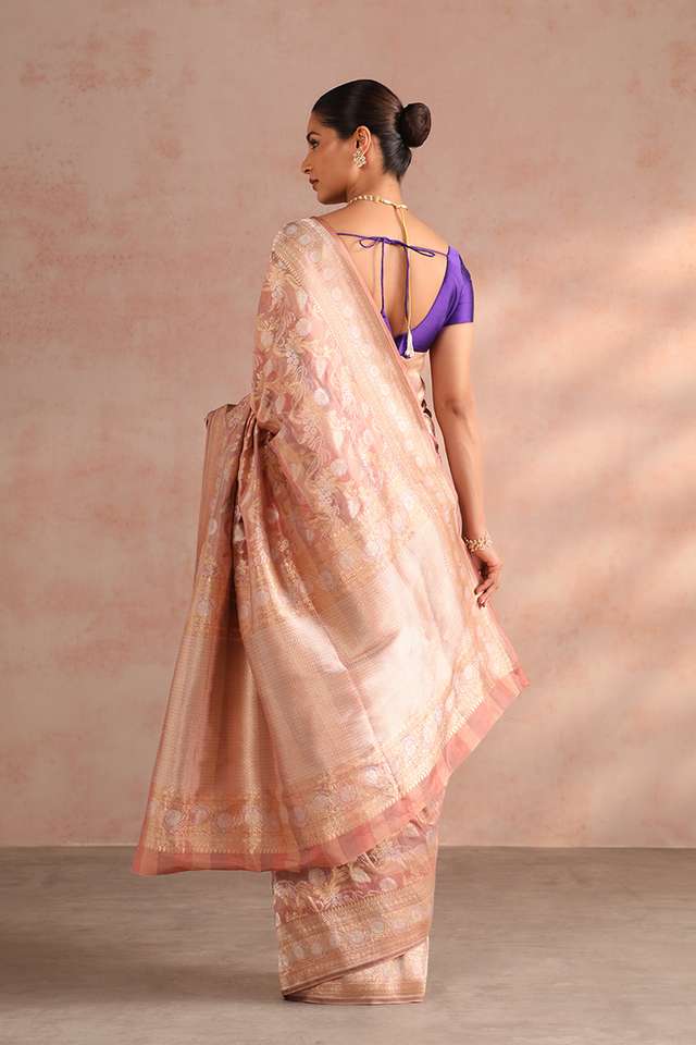 Pink Pure Silk Woven Banarasi Saree thumbnail image number null
