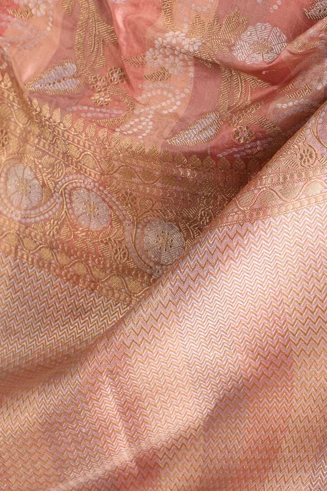 Pink Pure Silk Woven Banarasi Saree thumbnail image number null