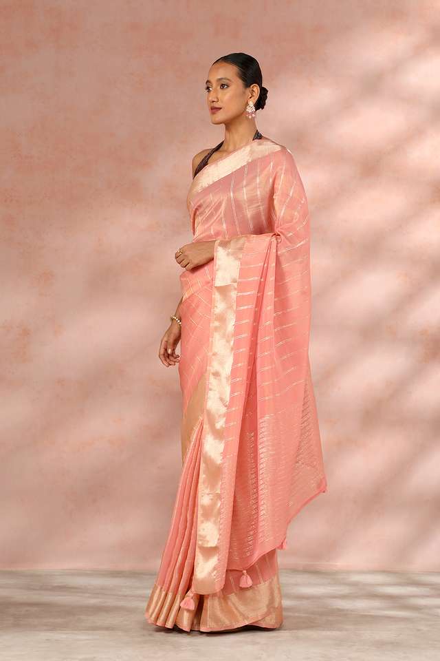 Pink Contemporary Viscose Tissue Woven Saree thumbnail image number null