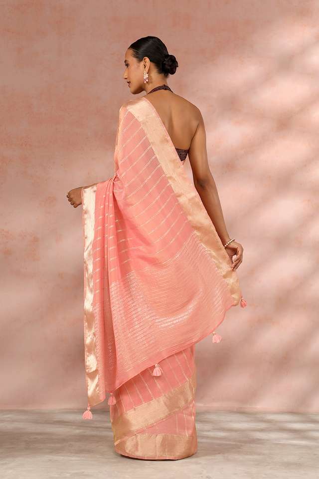 Pink Contemporary Viscose Tissue Woven Saree thumbnail image number null