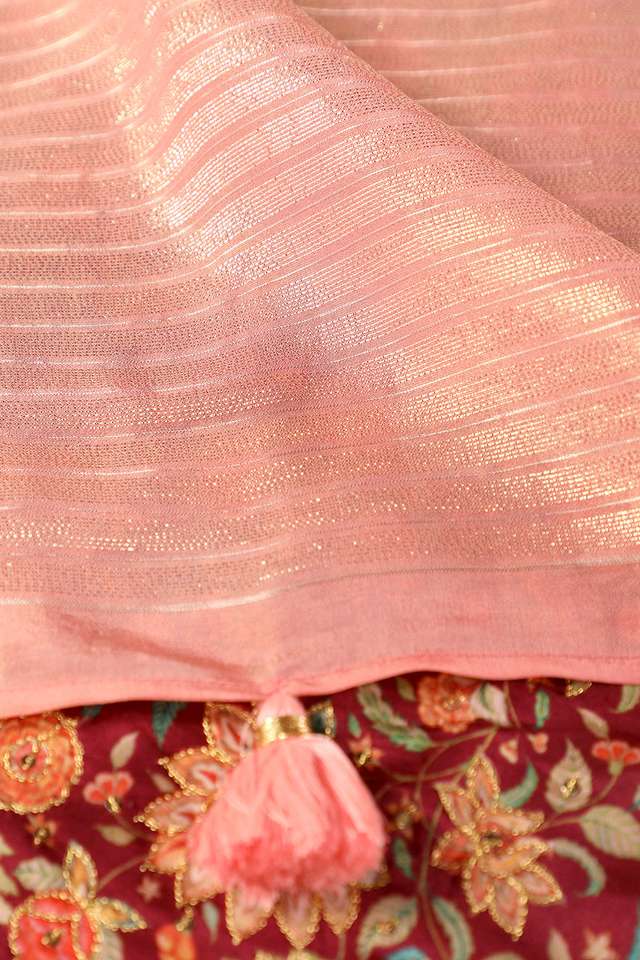 Pink Contemporary Viscose Tissue Woven Saree thumbnail image number null