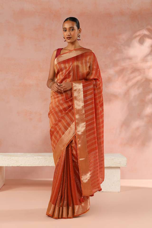Orange Contemporary Viscose Tissue Woven Saree thumbnail image number null