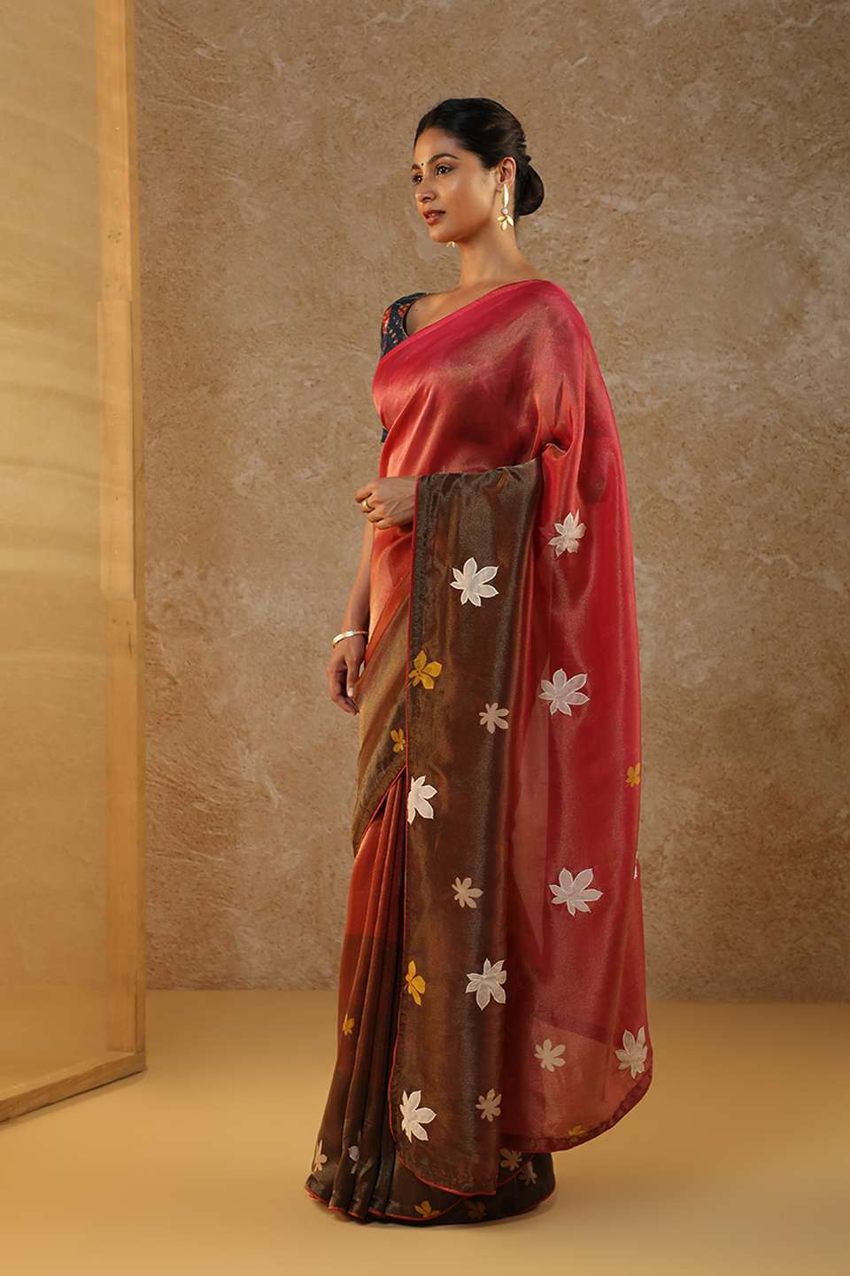 Pink Viscose Tissue Hand Painted Saree