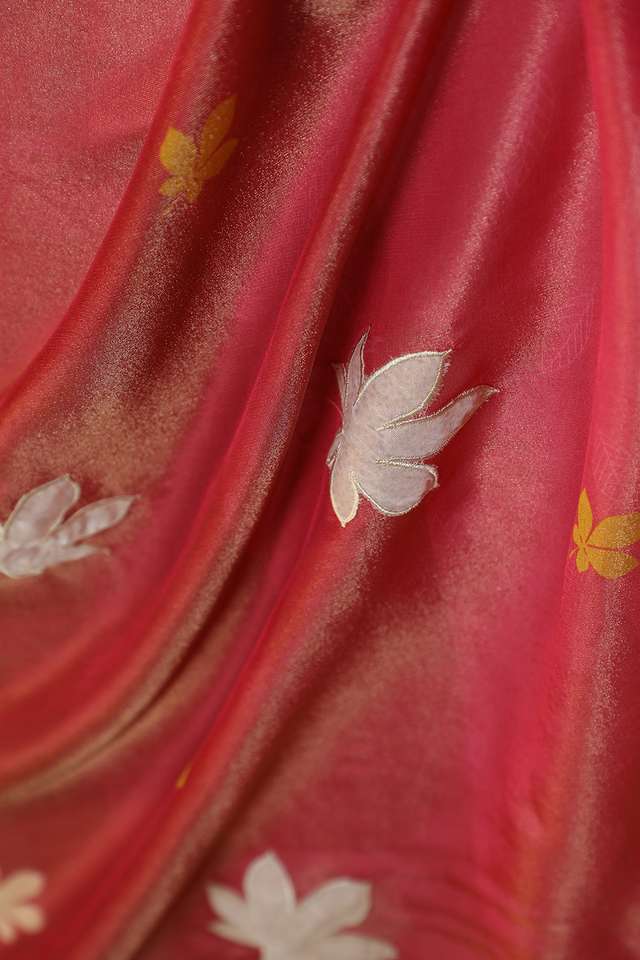 Pink Viscose Tissue Hand Painted Saree thumbnail image number null