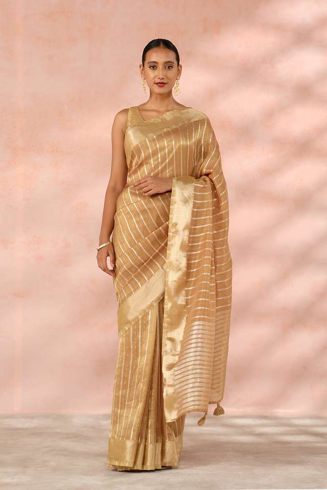 Brown Contemporary Viscose Tissue Woven Saree thumbnail image number null