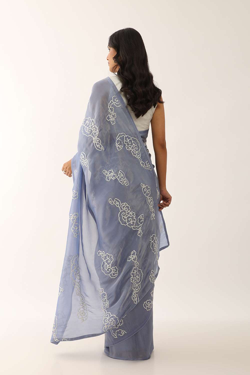 Blue Woven Viscose Tissue Saree image number null