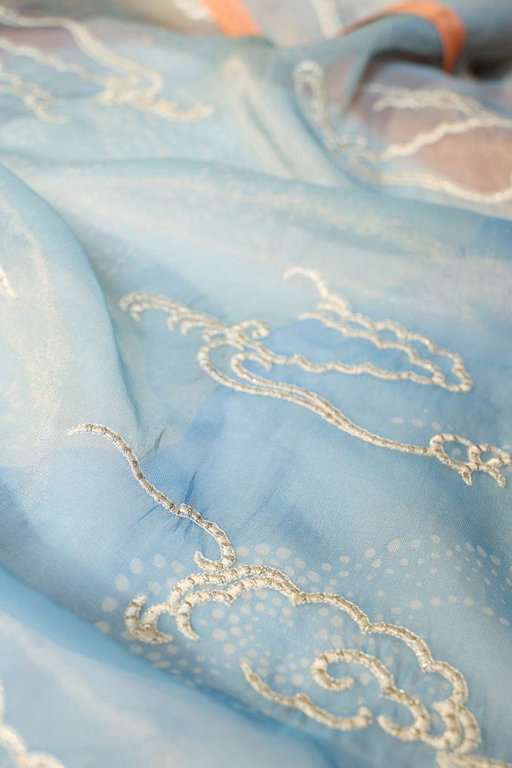 Orange Embroidered Viscose Tissue Saree image number null