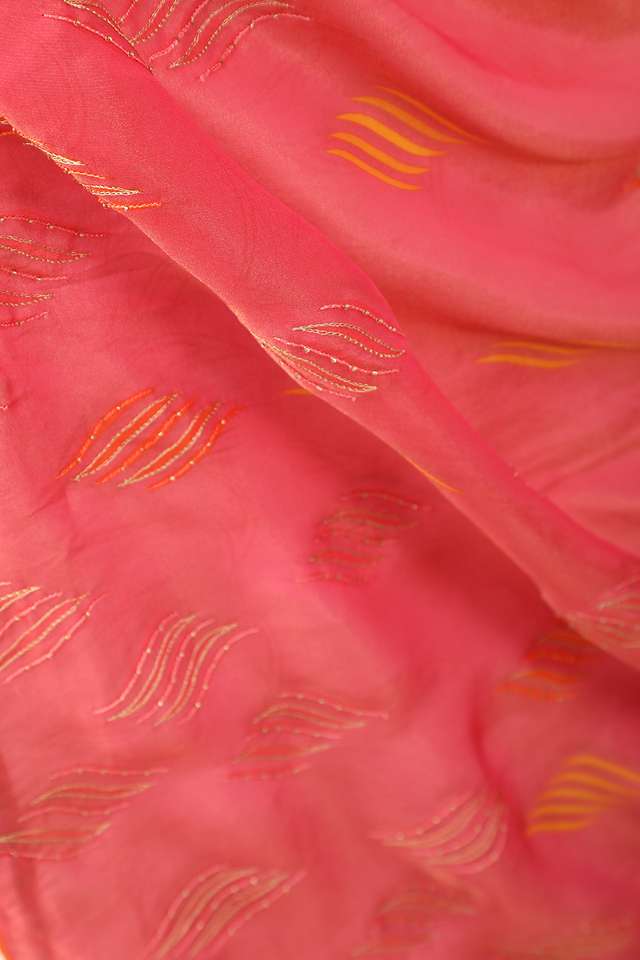 Pink Woven Viscose Tissue Saree thumbnail image number null