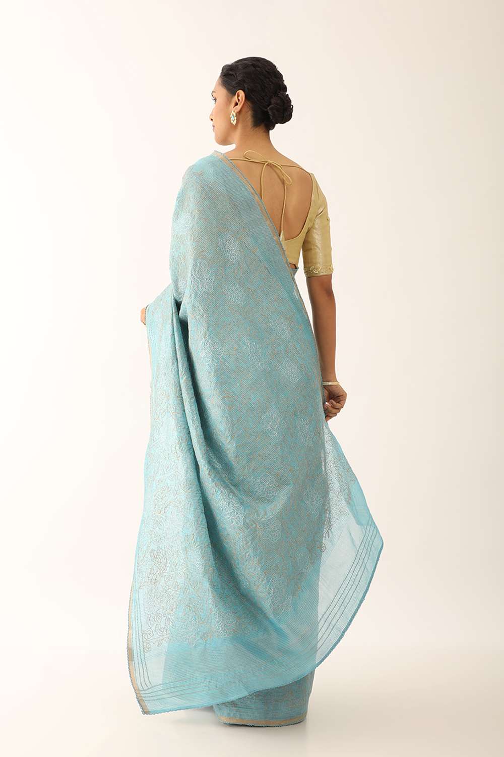 Blue Contemporary Pure Tussar Silk Embroidery Saree image number null