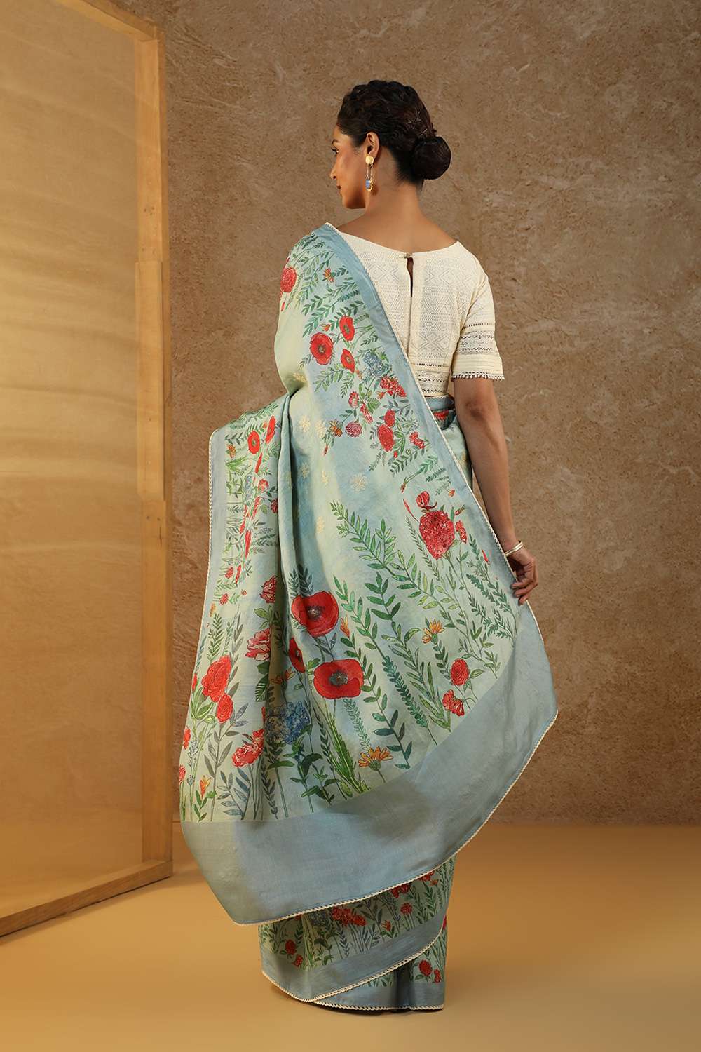 Blue Printed Pure Tussar Silk Saree image number null